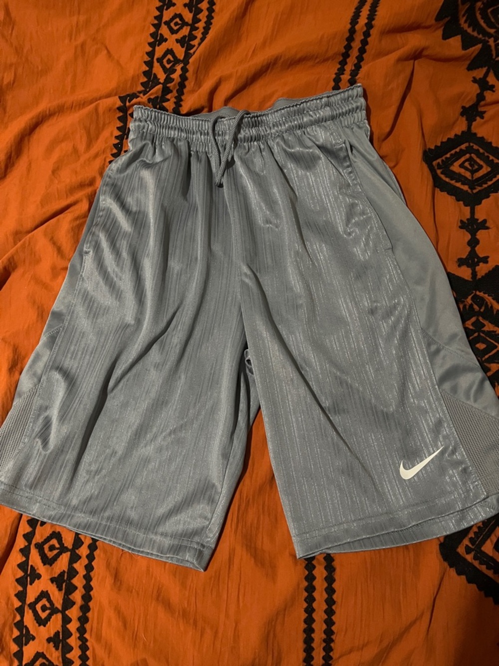 Nike Men's Light Gray Athletic Shorts with White Swoosh